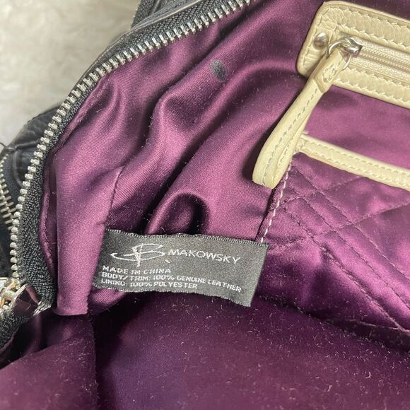 B Makowsky leather Black large shoulder bag gold & Silver tone hardwares. - Picture 12 of 16